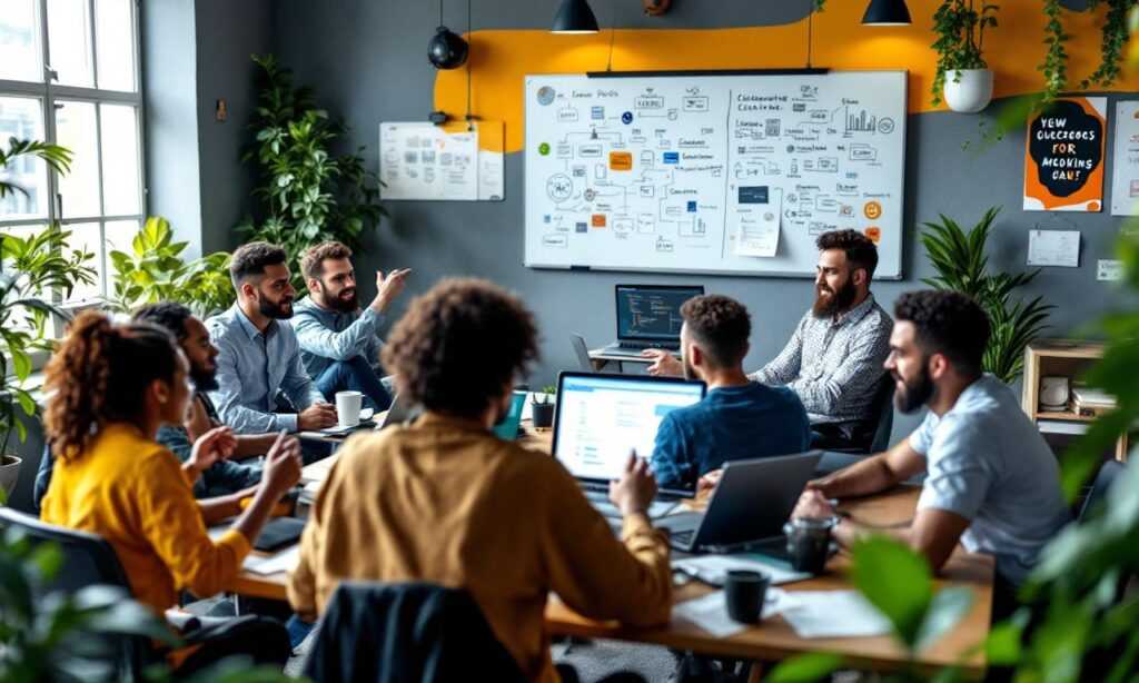 современный офис с IT специалистами за работой