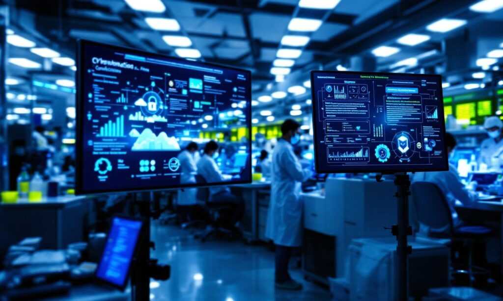 Современная фармацевтическая лаборатория с акцентом на ИТ-безопасность.