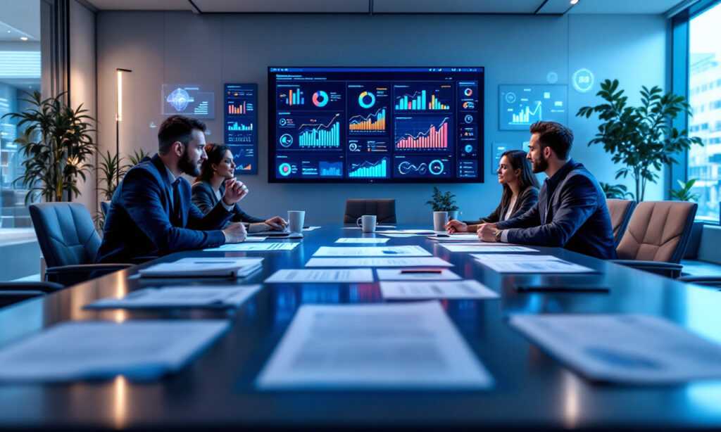 Промоция с договором, KPI и контролем результата в современном офисе.